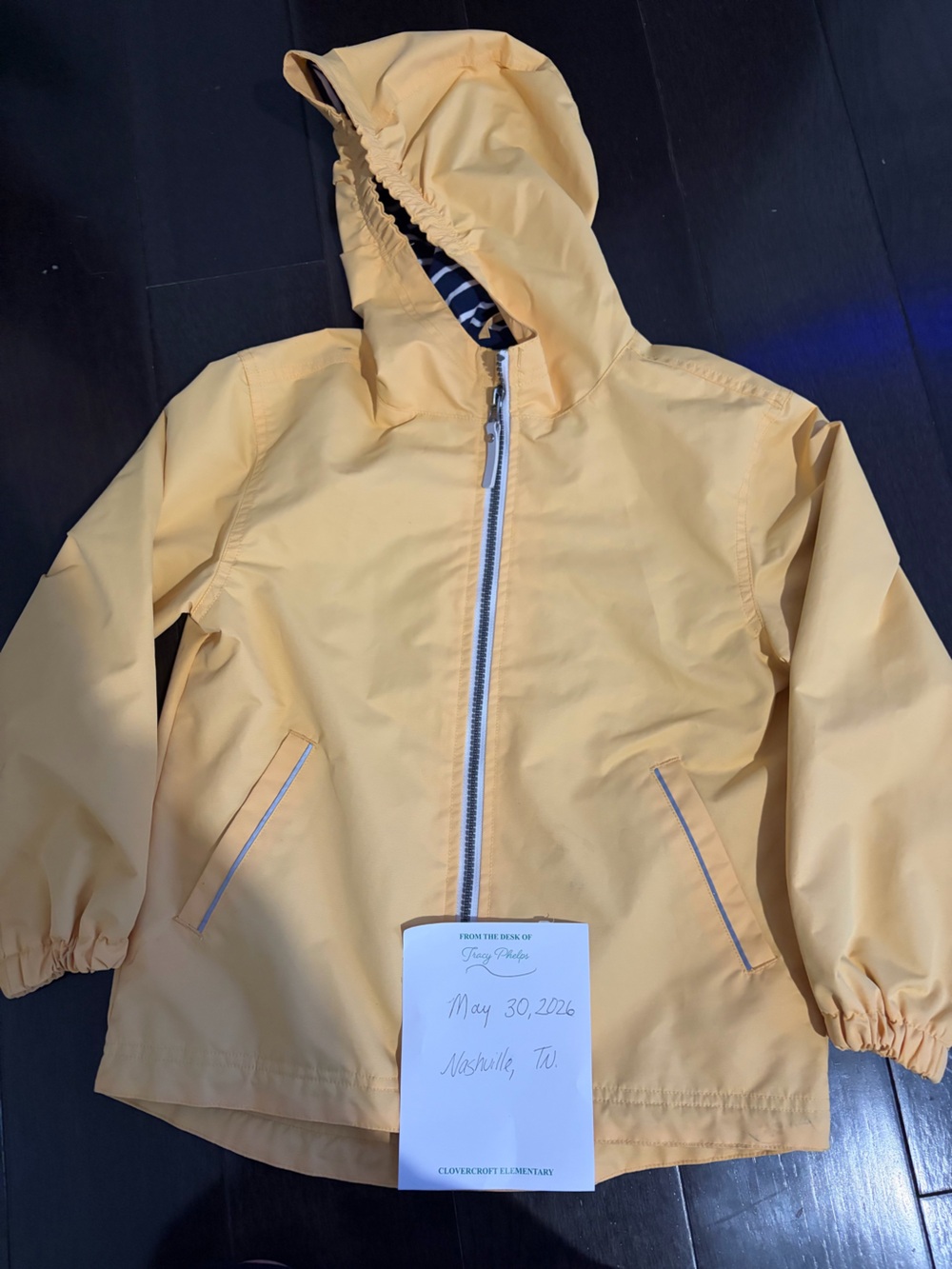 Hanna Andersson Yellow Hooded Rain Jacket